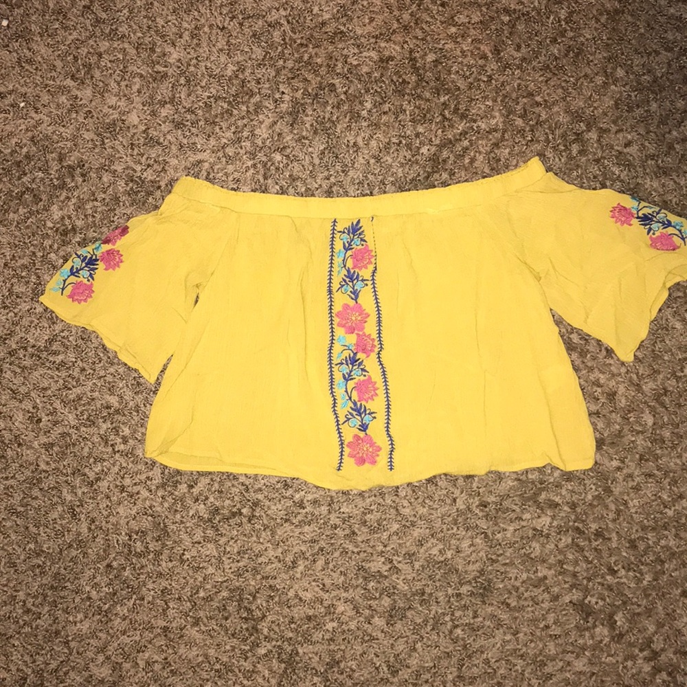 bleuh ciel off the shoulder crop top